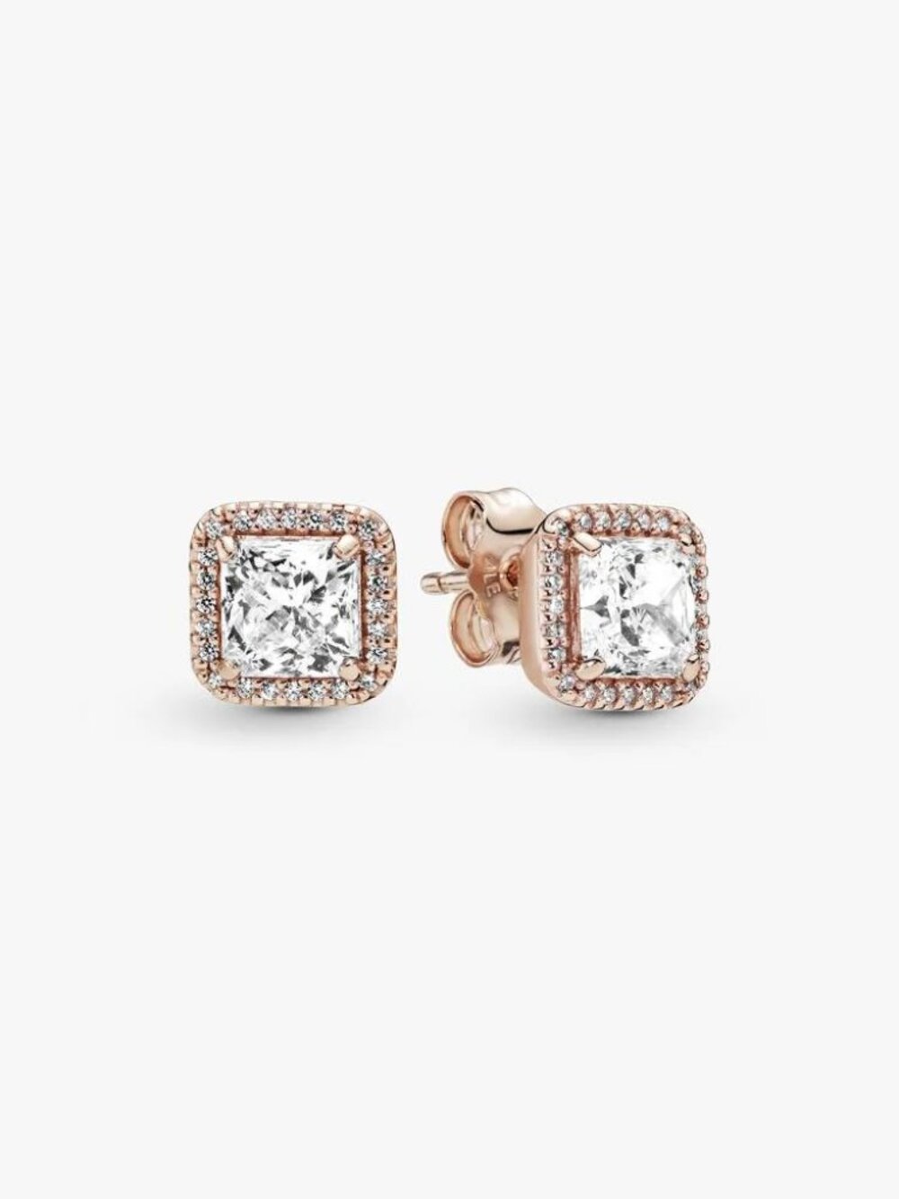 Pandora Square Sparkle Halo Stud Earrings Rose Gold